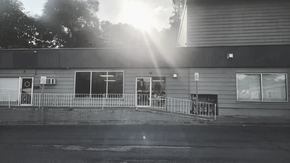 The shop's storefront on NW Nye Street.